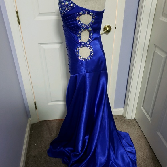 NWOT Cobalt blue full length formal dress - Picture 3 of 4